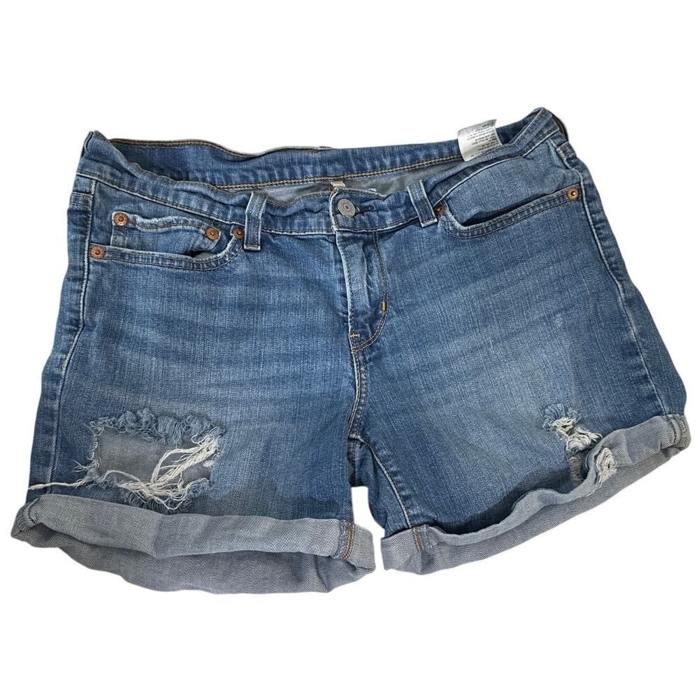 LEVI Strauss & Co Women's Medium Wash Distressed Denim Shorts Size W29